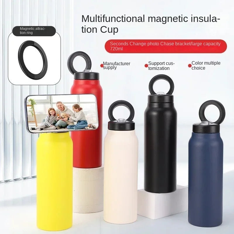 Water Bottle with Magnetic Phone Holder