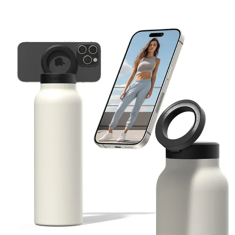 Water Bottle with Magnetic Phone Holder